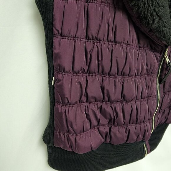 Calvin Klein Purple Puffy Vest w/ Faux Fur M - Picture 3 of 7
